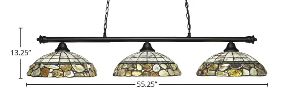 Oxford 3-Light Island Pendant in Matte Black with Cobblestone Art Glass - Image 2