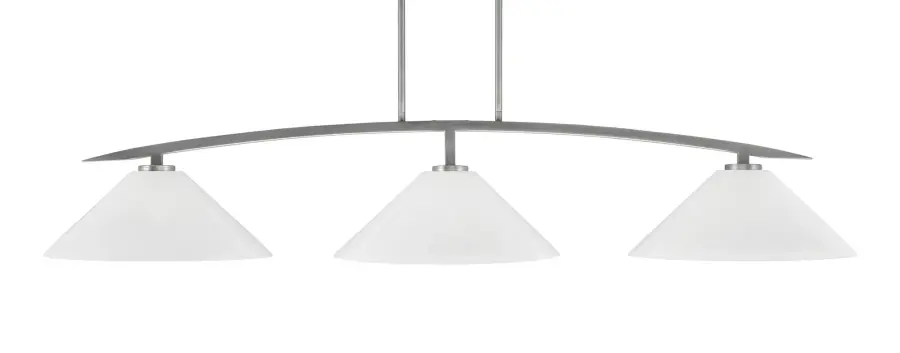Kurve 3-Light Island Pendant in Graphite with White Marble Glass - Image 1