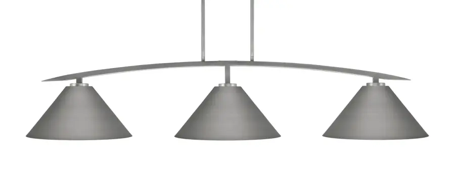 Kurve 3-Light Island Pendant in Graphite with Cone Shades - Image 1