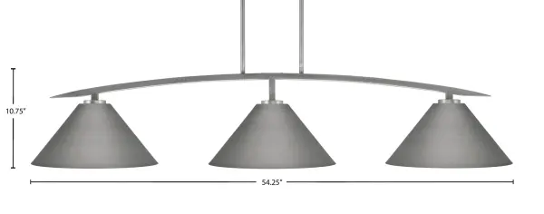 The Kurve 3-Light Bar combines sleek graphite finish with classic cone shades for a sophisticated industrial look. Highly adjustable hanging height and sloped ceiling compatibility make it perfect for kitchen islands and dining areas. - alternate view