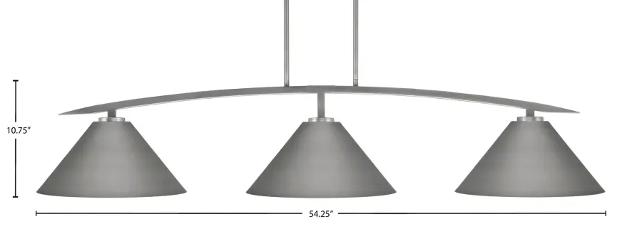 Kurve 3-Light Island Pendant in Graphite with Cone Shades - Image 2