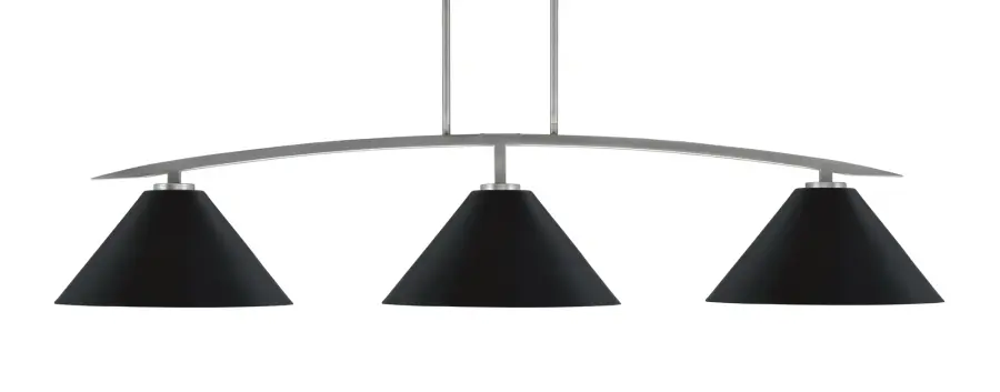 Kurve 3-Light Island Pendant in Graphite with Matte Black Shades - Image 1