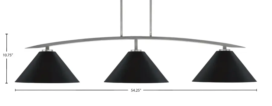 Kurve 3-Light Island Pendant in Graphite with Matte Black Shades - Image 2