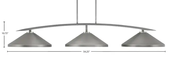 The Kurve 3-Light Bar combines industrial style with modern functionality. Its sleek graphite finish and cone metal shades deliver focused task lighting ideal for kitchen islands, dining tables, and game rooms. - alternate view