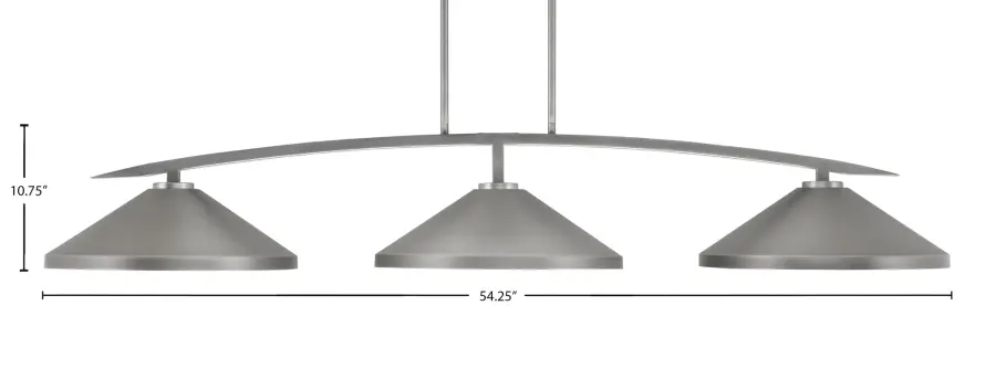 Kurve 3-Light Island Pendant in Graphite with Cone Shades - Image 2