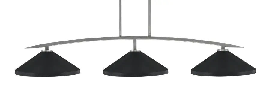 Kurve 3-Light Island Pendant in Graphite with Matte Black Shades - Image 1