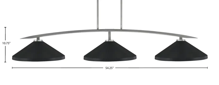 Kurve 3-Light Island Pendant in Graphite with Matte Black Shades - Image 2