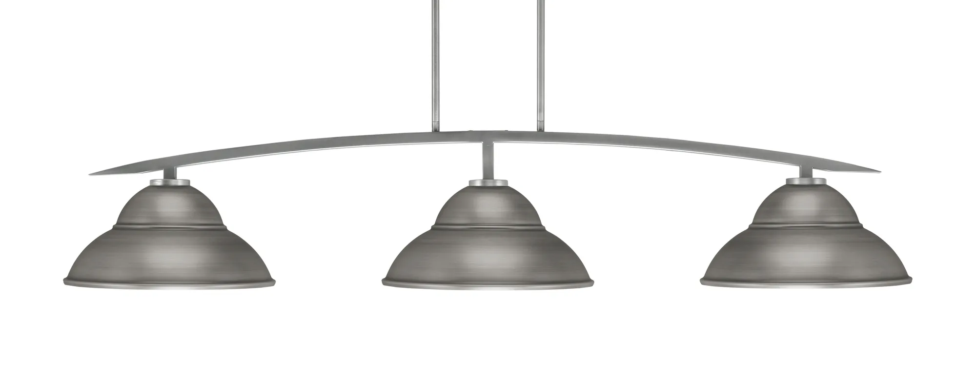 Kurve 3-Light Island Pendant in Graphite with Double Bubble Shades