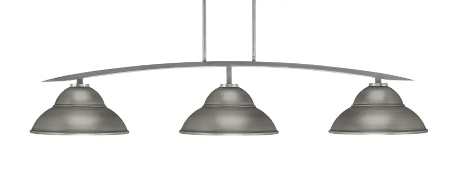 Kurve 3-Light Island Pendant in Graphite with Double Bubble Shades - Image 1