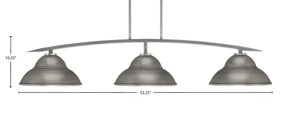 The Kurve 3-Light Island Pendant combines contemporary design with industrial flair. Its graphite finish and unique double bubble metal shades create beautiful light dispersion while the adjustable height accommodates various ceiling configurations. - alternate view