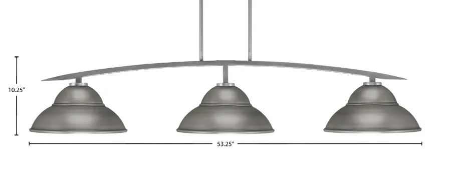 Kurve 3-Light Island Pendant in Graphite with Double Bubble Shades - Image 2