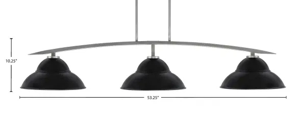 The Kurve 3-Light Bar combines contemporary design with industrial flair. Its 53.25-inch linear profile and distinctive double bubble metal shades in matte black create focused task lighting ideal for kitchen islands and dining areas. - alternate view
