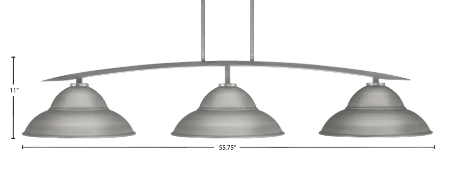 Kurve 3-Light Island Pendant in Graphite with Double Bubble Metal Shades - Image 2