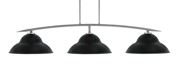 The Kurve 3-Light Bar combines striking graphite and matte black finishes with distinctive double bubble metal shades. Its 55.75-inch linear design and adjustable hanging height make it perfect for kitchen islands and dining tables.