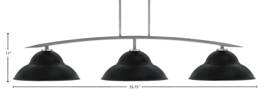 Kurve 3-Light Island Pendant in Graphite with Matte Black Shades - Image 2