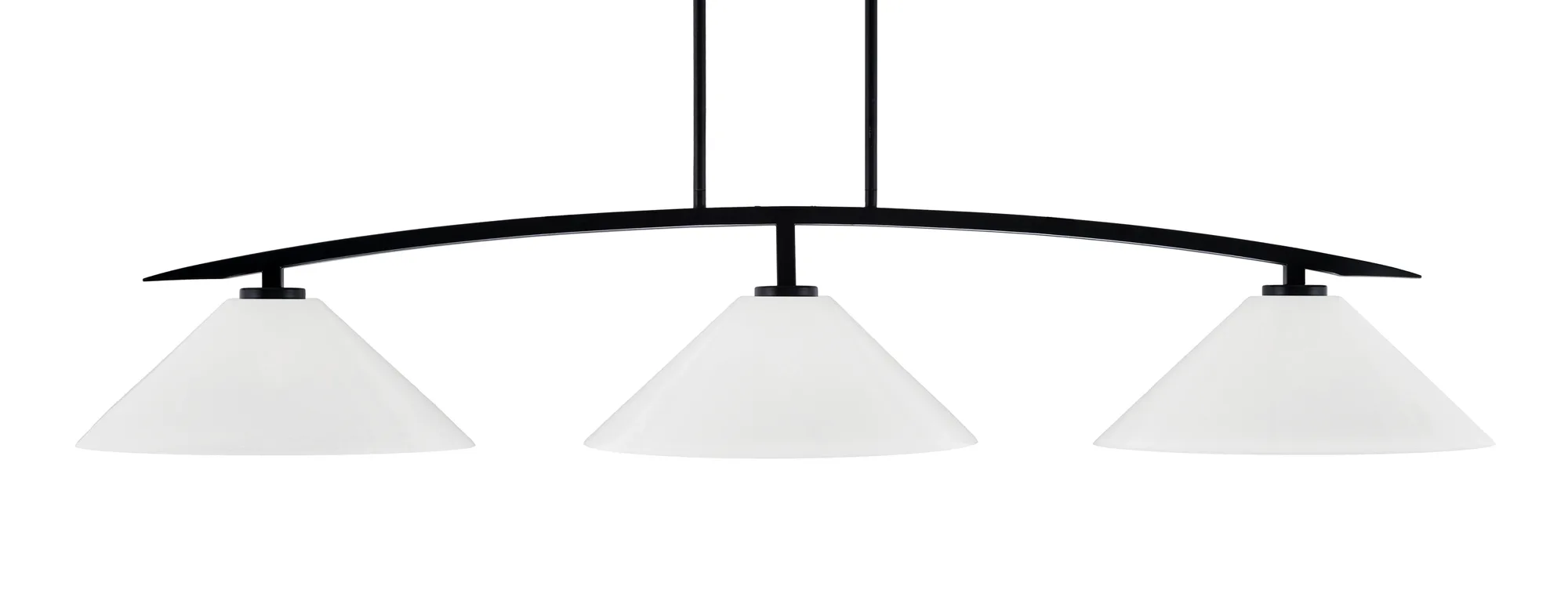 Kurve 3-Light Island Pendant in Matte Black with White Marble Glass