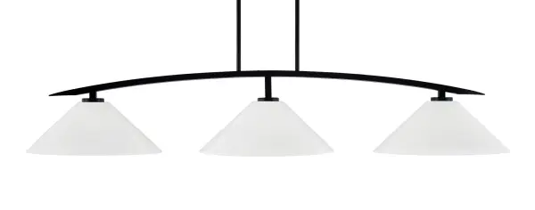 The Kurve 3-Light Bar combines timeless design with functional lighting in a sleek 55.75-inch linear format. The matte black finish and white marble glass shades create sophisticated ambient lighting ideal for modern and transitional spaces.