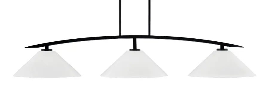 Kurve 3-Light Island Pendant in Matte Black with White Marble Glass - Image 1