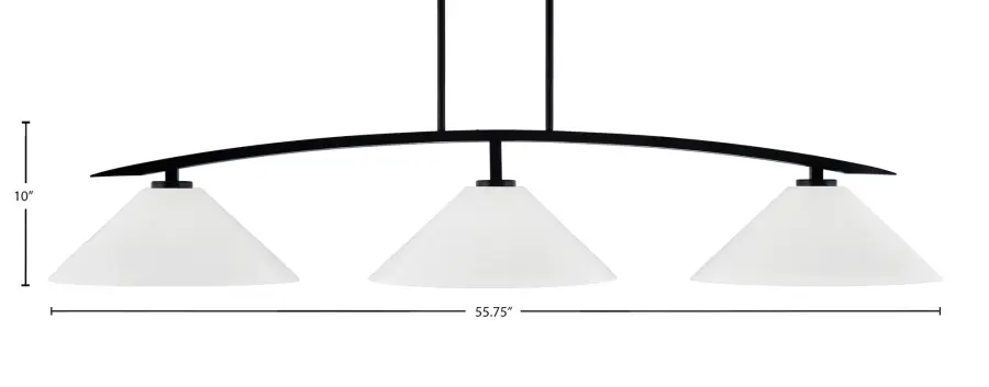 Kurve 3-Light Island Pendant in Matte Black with White Marble Glass - Image 2