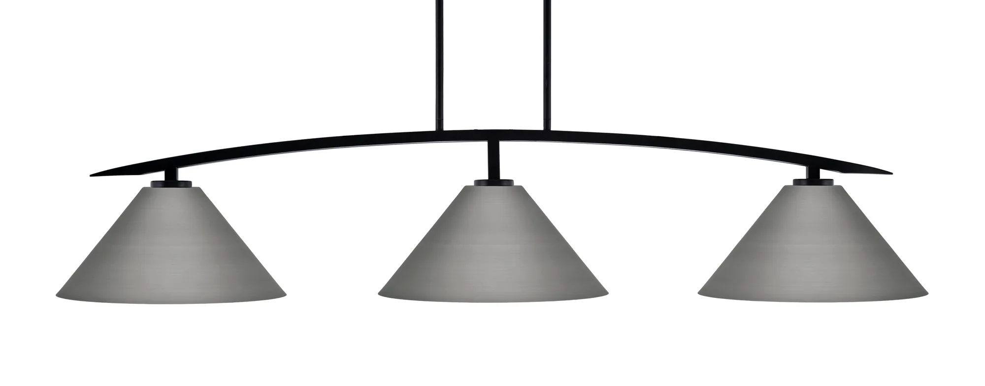 Kurve 3-Light Island Pendant in Matte Black with Graphite Shades