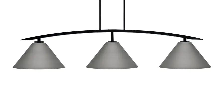 Kurve 3-Light Island Pendant in Matte Black with Graphite Shades - Image 1