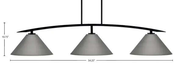 The Kurve 3-Light Bar combines industrial charm with modern functionality. Its matte black finish and graphite cone shades deliver focused, directional lighting ideal for task areas while adding bold visual interest. - alternate view