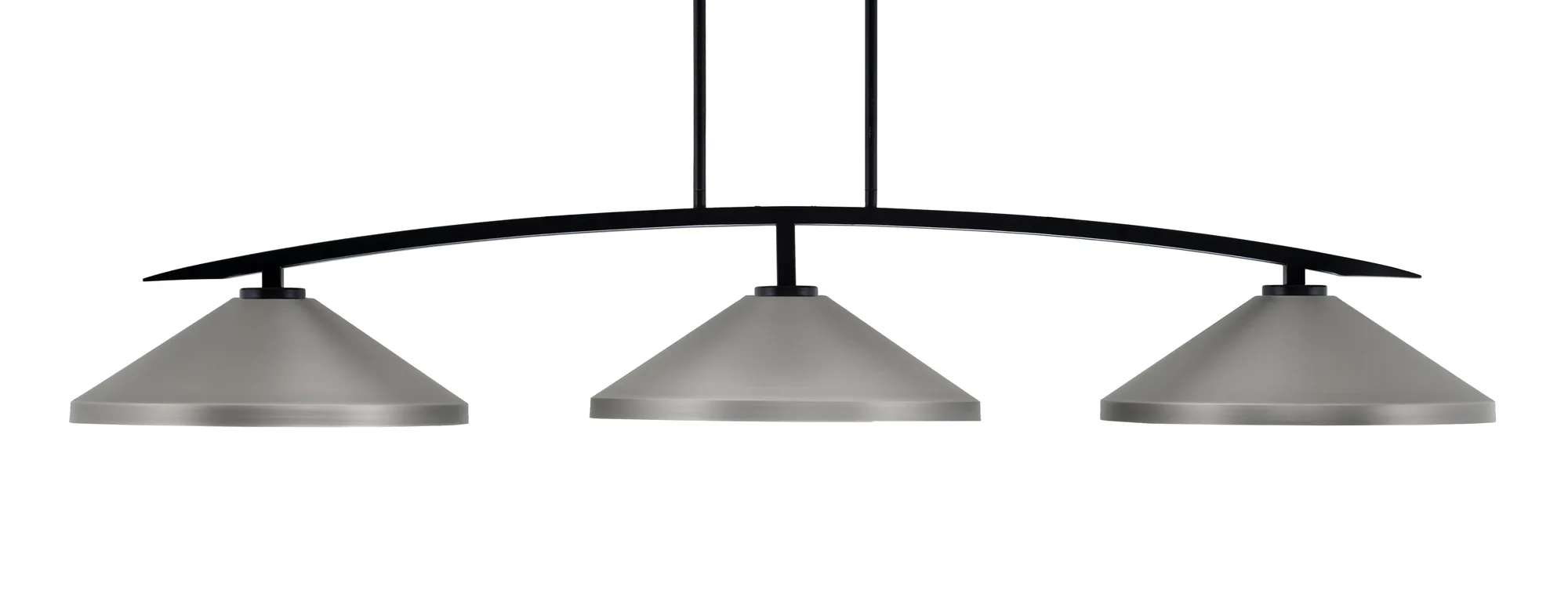 Kurve 3-Light Island Pendant in Matte Black with Graphite Shades