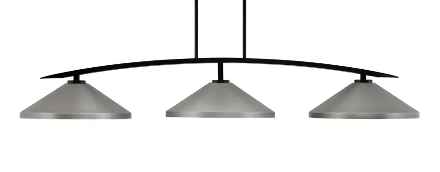 Kurve 3-Light Island Pendant in Matte Black with Graphite Shades - Image 1