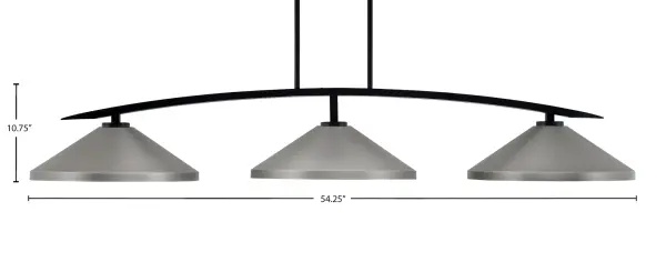 The Kurve 3-Light Bar combines sleek industrial design with practical functionality. Its matte black finish and graphite cone shades deliver focused task lighting while making a bold style statement over islands and dining tables. - alternate view