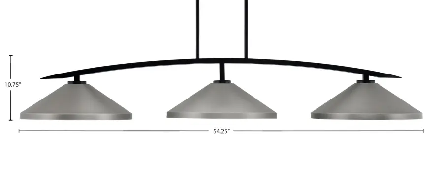 Kurve 3-Light Island Pendant in Matte Black with Graphite Shades - Image 2