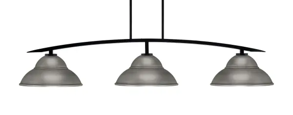 Kurve 3-Light Island Pendant in Matte Black with Graphite Shades - Image 1