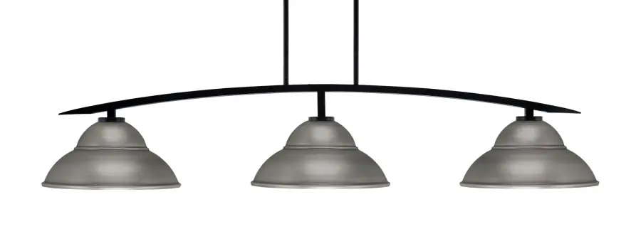 Kurve 3-Light Island Pendant in Matte Black with Graphite Shades - Image 1