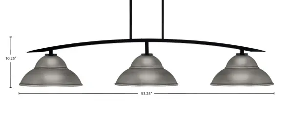 Kurve 3-Light Island Pendant in Matte Black with Graphite Shades - Image 2