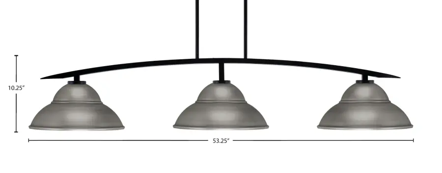 Kurve 3-Light Island Pendant in Matte Black with Graphite Shades - Image 2
