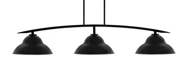 Kurve 3-Light Island Pendant in Matte Black with Double Bubble Shades - Image 1