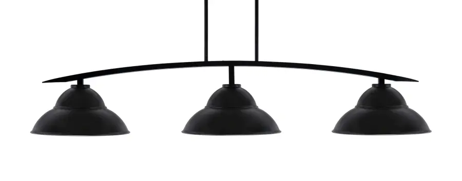 Kurve 3-Light Island Pendant in Matte Black with Double Bubble Shades - Image 1