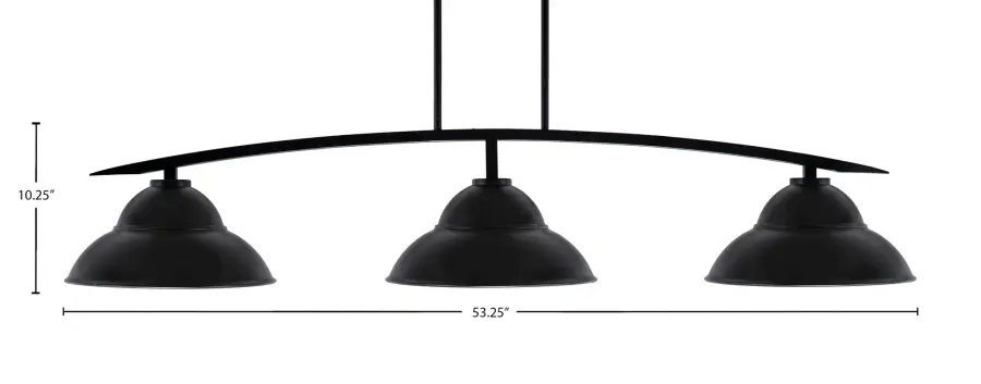 Kurve 3-Light Island Pendant in Matte Black with Double Bubble Shades - Image 2