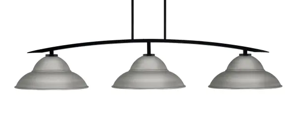 Kurve 3-Light Island Pendant in Matte Black with Graphite Shades - Image 1
