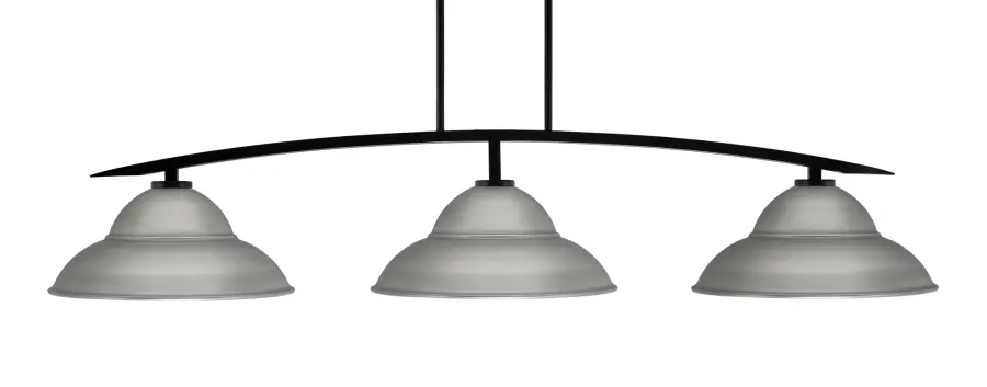 Kurve 3-Light Island Pendant in Matte Black with Graphite Shades - Image 1