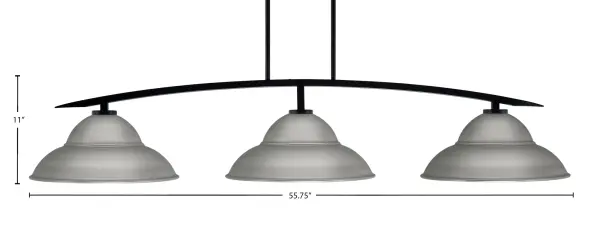 Kurve 3-Light Island Pendant in Matte Black with Graphite Shades - Image 2