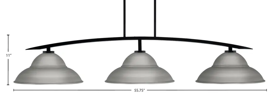 Kurve 3-Light Island Pendant in Matte Black with Graphite Shades - Image 2