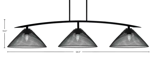 Kurve 3-Light Island Pendant in Matte Black with Mesh Shades - Image 2