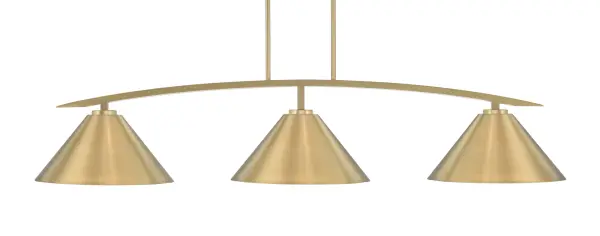 Kurve 3-Light Island Pendant in New Age Brass - Image 1