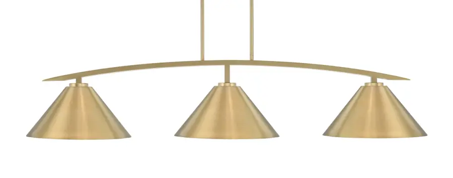 Kurve 3-Light Island Pendant in New Age Brass - Image 1