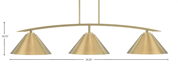 Kurve 3-Light Island Pendant in New Age Brass - Image 2