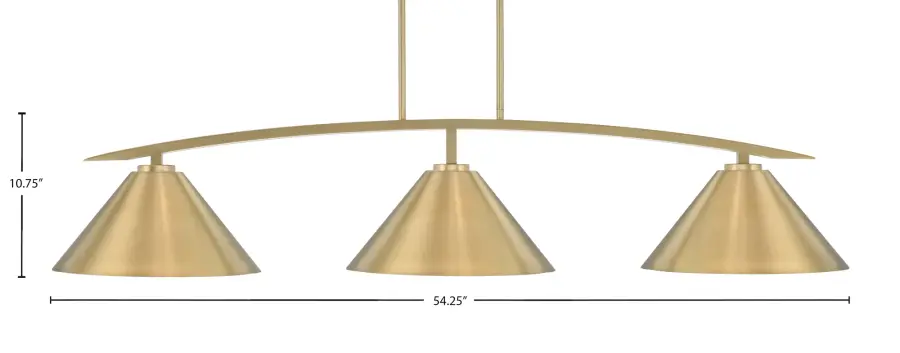 Kurve 3-Light Island Pendant in New Age Brass - Image 2
