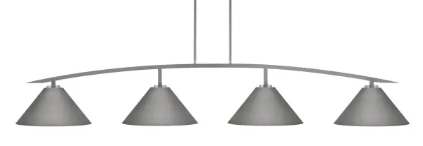 The Kurve 4 Light Bar delivers striking industrial design with its graphite finish and cone-shaped metal shades. Perfect for kitchen islands and dining areas, this fixture provides excellent task lighting while making a bold style statement.