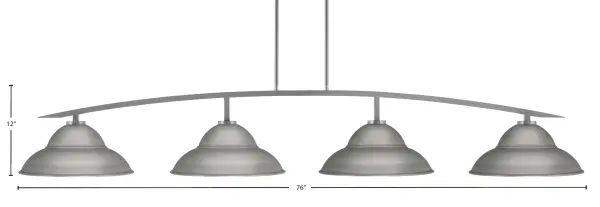 The Kurve 4 Light Bar delivers striking visual impact with its 76-inch linear design and distinctive double bubble metal shades. Perfect for large kitchen islands or dining tables, this fixture combines industrial aesthetics with modern functionality. - alternate view