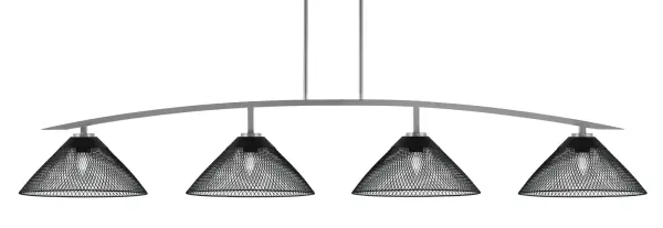 Kurve 4-Light Island Pendant in Graphite with Matte Black Mesh Shades - Image 1