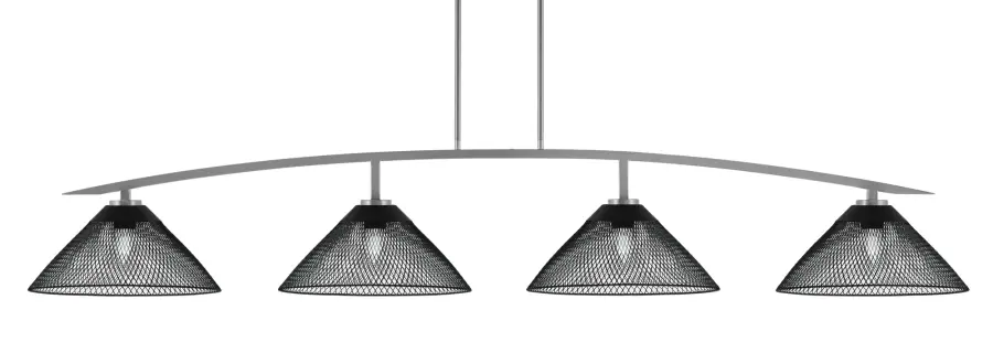 Kurve 4-Light Island Pendant in Graphite with Matte Black Mesh Shades - Image 1